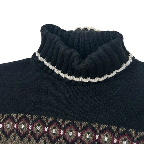 Vintage Fair Isle Knit Turtleneck Sweater Snowflake Nordic Pattern / Small - - Picture 5 of 5
